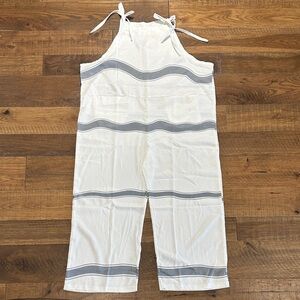 Women's White and Gray Striped Jumpsuit